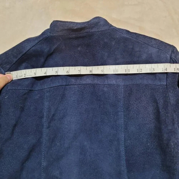 Anne Klein Blue Suede Leather Jacket - Size Small - Picture 10 of 11